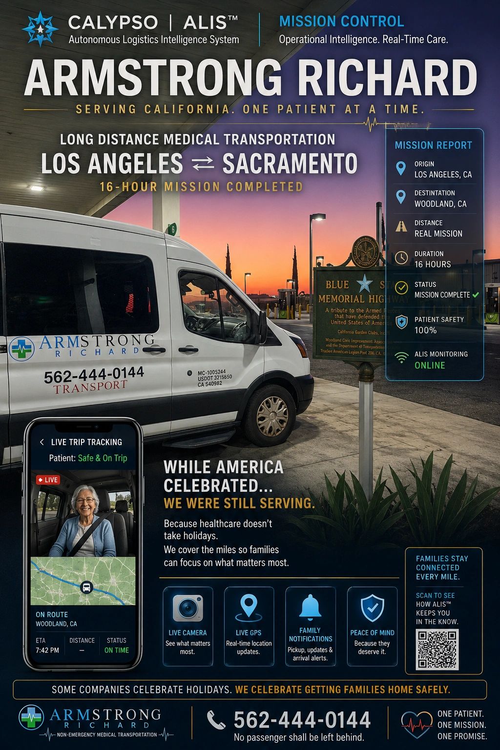 Armstrong Richard provides wheelchair, gurney, and long-distance non-emergency medical transport.