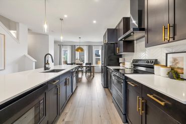 From builder grade to chic grade with Gold hardware and lighting.
