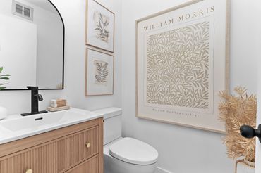 Light wood powder room.