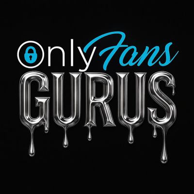 OnlyFans Gurus logo with a dripping metallic text effect on a black background.