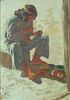 Kachina Maker- Walpi, Az.
Oct. 1923
Note: Thunderbird totem