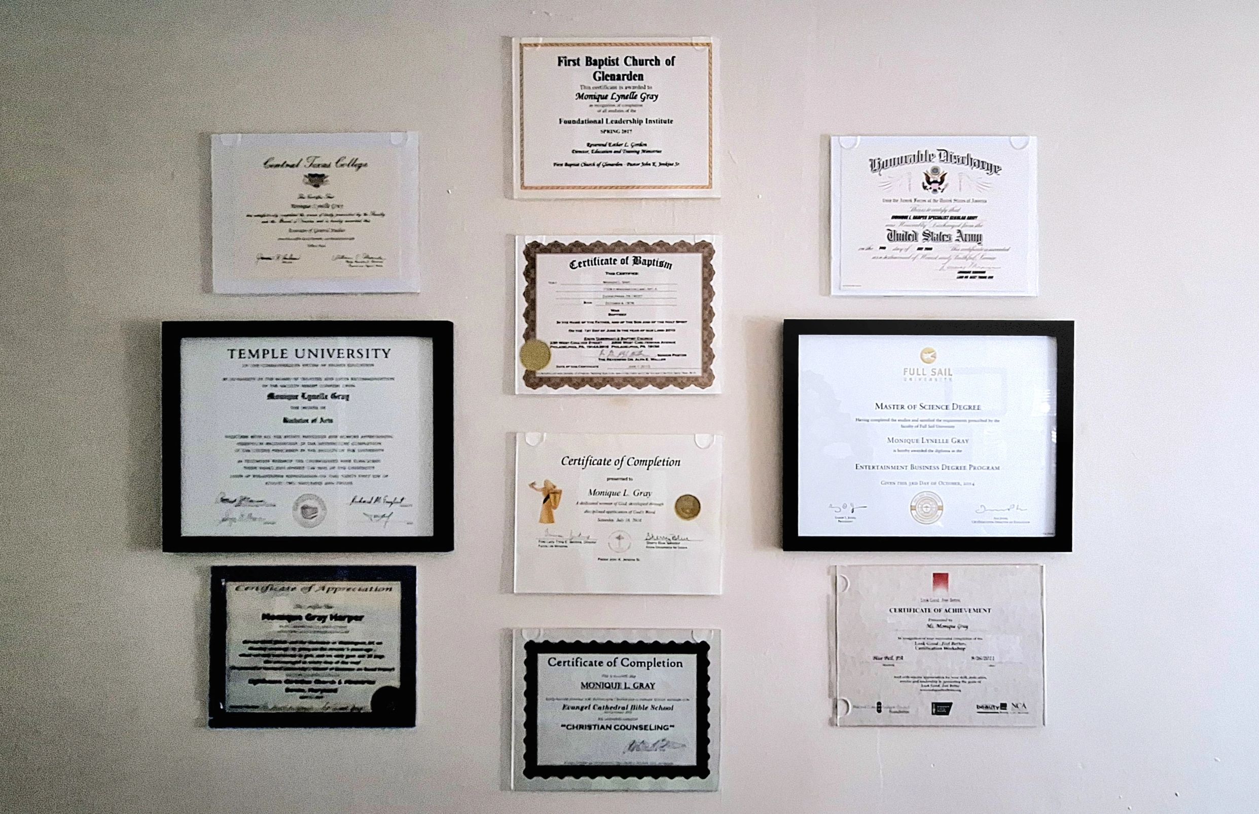 Photo of of Monique Lynelle's Certifications