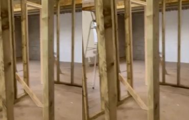 Stud Wall being built within an MCS extension for a Bathroom