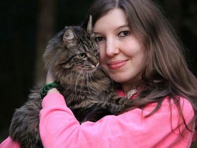 cat and woman