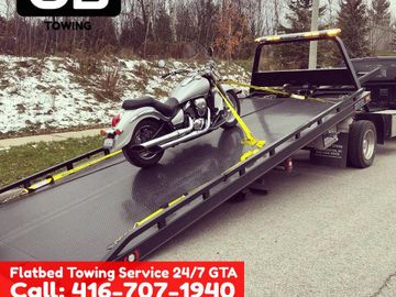 Motorcycle towing flatbed tow truck near Markham roadside assistant motorcycle Towing