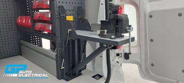 Modul-System drop down vice holder fitted in van