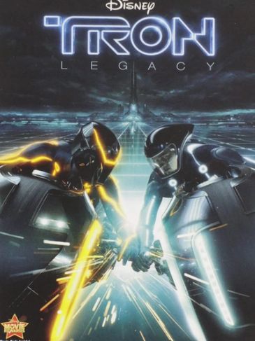 Poster of Disney's Tron Legacy with two glowing characters.