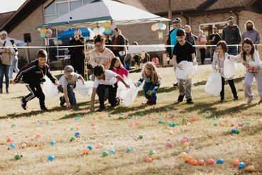 Kids find eggs at The Champion Life Church Cajun Gras event