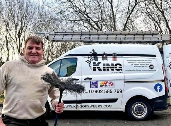 John Chadwick owner of King of Sweeps and his van