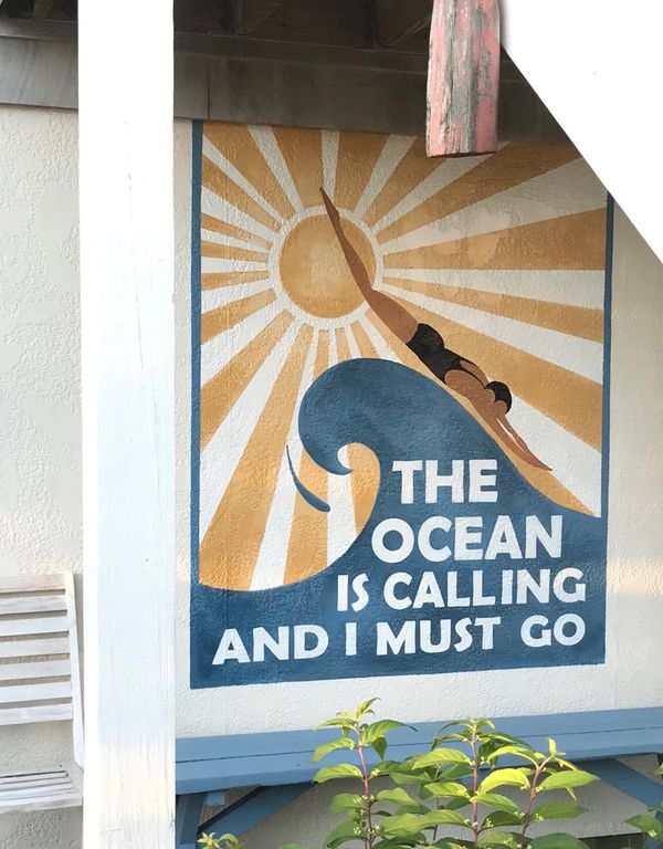 hand-painted sign, outdoor wall art