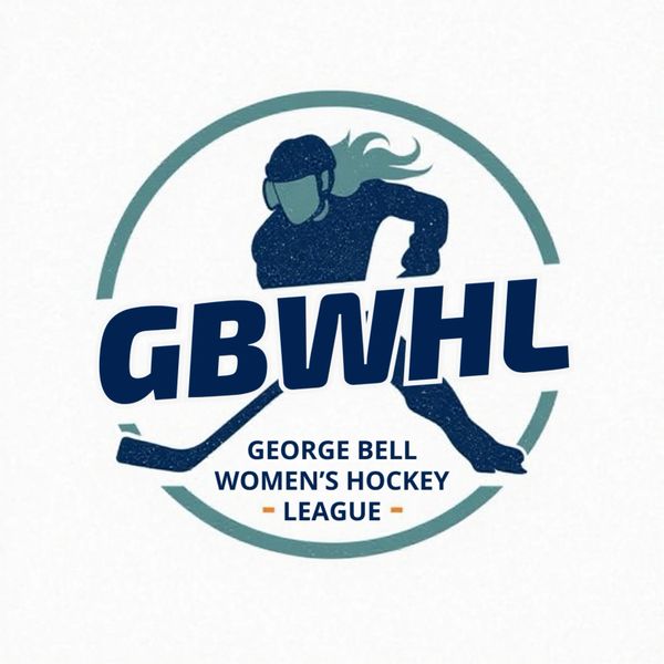 Logo for George Bell Women's Hockey League featuring a female hockey player.
