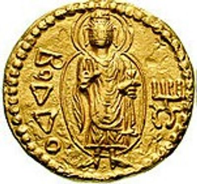 Lord Buddha on Coin of Emperor Kanishka