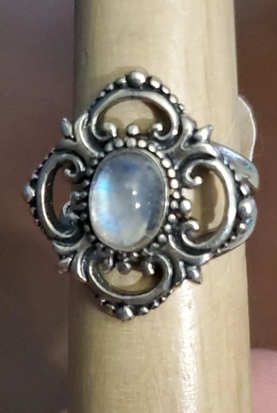 Rainbow Moonstone cabochon cut and polished by Beverly Jenkins