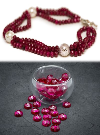 Ruby beads make a beautiful choker. Loose rubies will make future pieces.