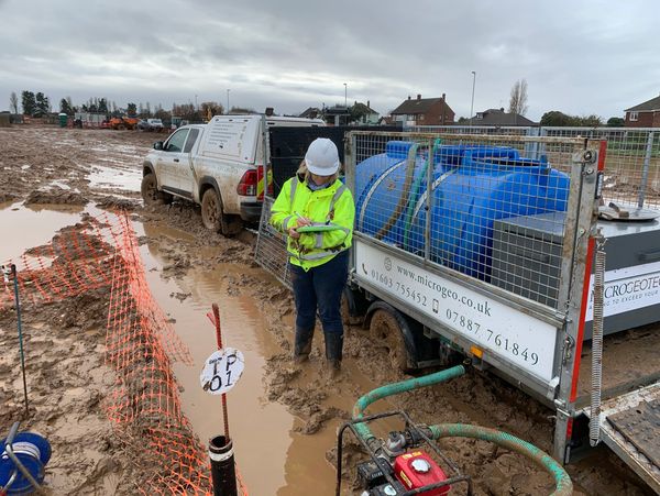 A geological surveyor on a construction site