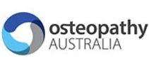Logo of Osteopathy Australia with a blue and gray circular design.