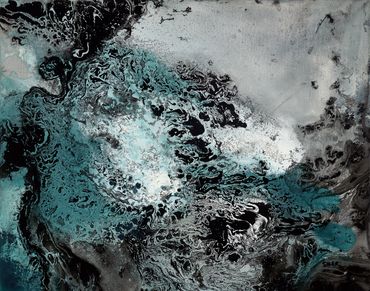 Black and Turquoise Abstract