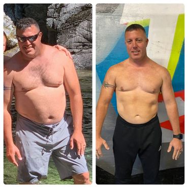 Male client with dramatic weight loss in 6 months.