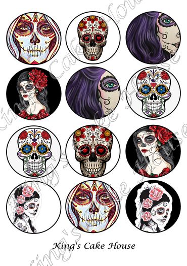 Day of the dead sugar skulls cupcake toppers posted
