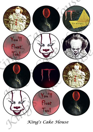Pennywise Stephen Kings IT cupcake toppers