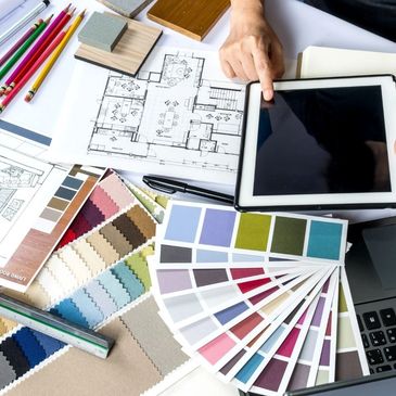 interior designing team working on client needs