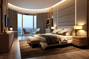 beige themed bedroom interior design