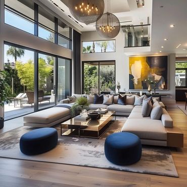 modern living room design with extended outside sitting area