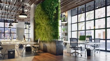 modern workstations in office