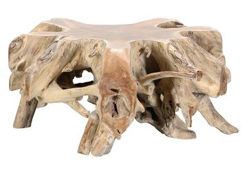 Rustic wooden coffee table made from natural tree roots.