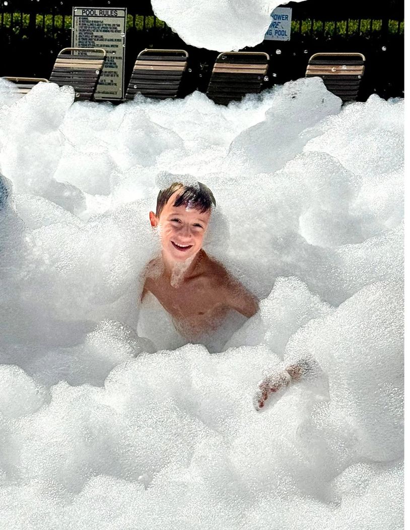 Birthday foam party in Davidson, NC