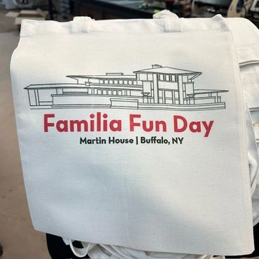 Promotional products customized bags for a cultural institution community program.