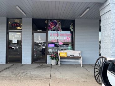 boutique shop with custom window graphics.