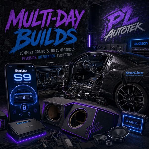 StarLine S9 & custom audio installation at PL-Autotek. Specialist multi-day vehicle builds