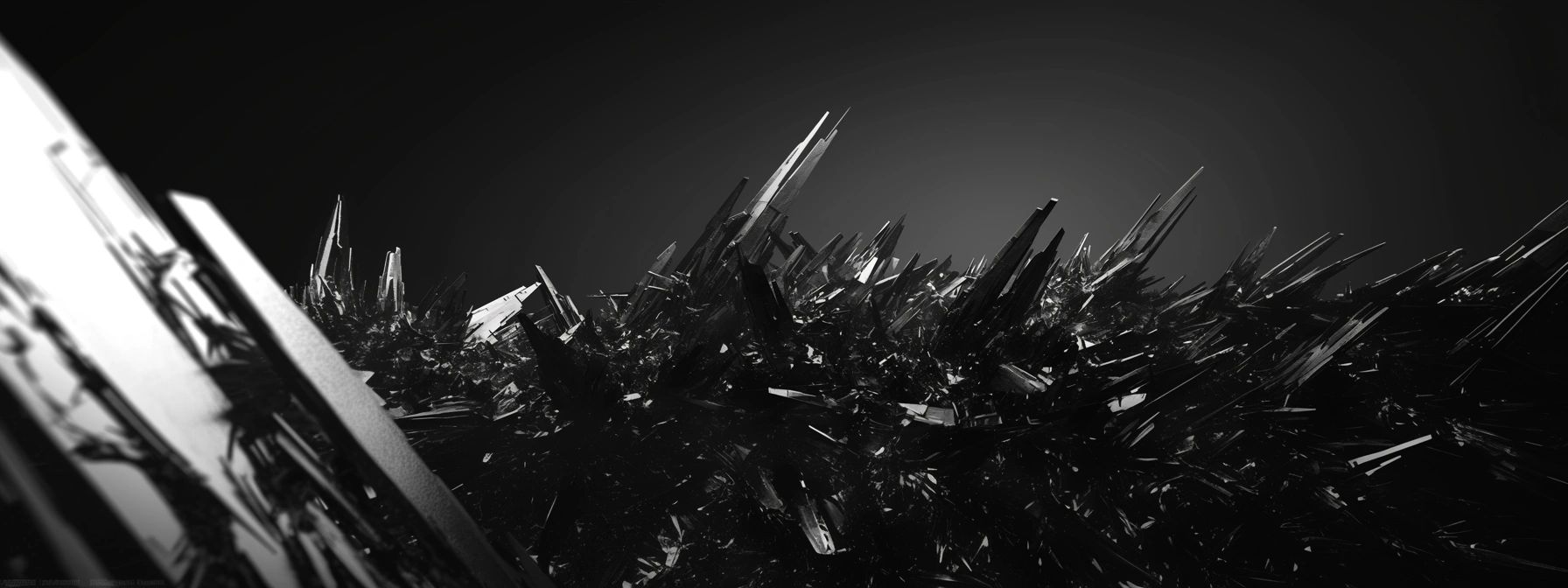 Dark abstract background with sharp black crystal spikes – bold, modern, and perfect for piercing.