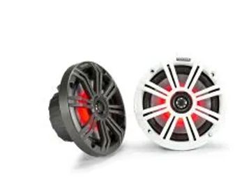 KICKER - KM65 6.5inch Marine Coax w/1inch Tweeters, LED, Charcoal & White Grilles