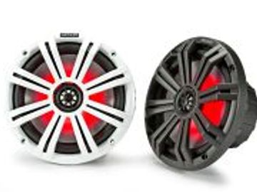 KICKER - KM8 8inch Marine Coax w/1inch Tweeters, LED, Charcoal & White Grilles