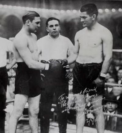 Harry Greb and Gene Tunney before their bout in St. Paul on March 27, 1925