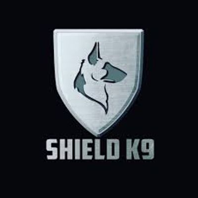 Metallic shield logo with a dog's head and 'SHIELD K9' text.