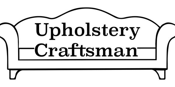 Logo with sofa outline and text 'Upholstery Craftsman'.