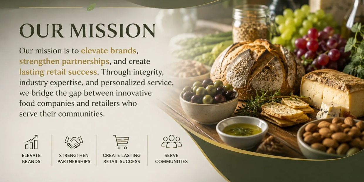 Mission statement emphasizing brand elevation, partnerships, and retail success.