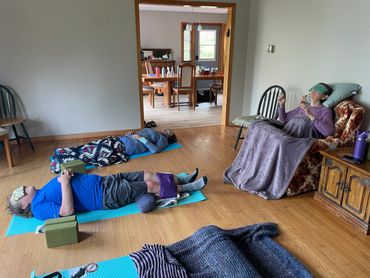 Katie teaching us relaxation meditation and yoga