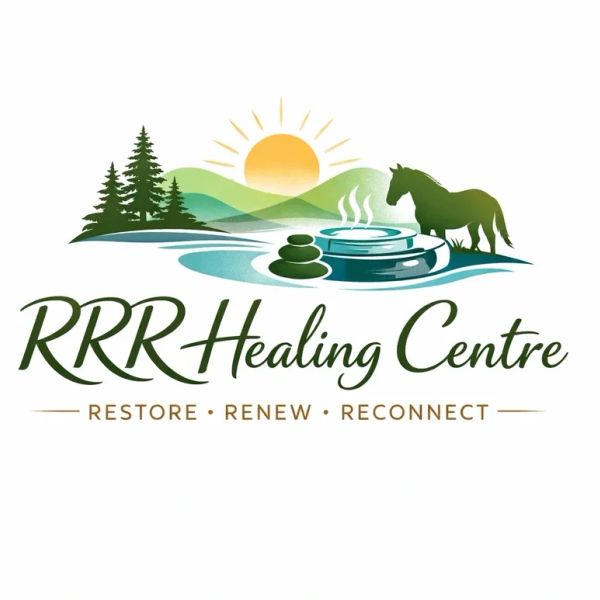 Logo of RRR Healing Centre with nature and wellness elements.