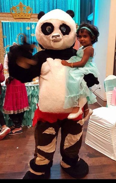 Houston mascot costumed characters birthday party entertainer with this Panda of Kung Fu