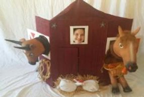 Photo op in our barn prop for photos while theme games are played with the Houston kids