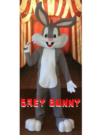 Grey Bunny Mascot for great costume & games that relate to the show. Dance, sing & play w/ friends.