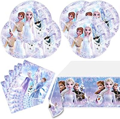 Frozen Party Tableware,Frozen Plate20 Napkins20 And Tablecover 70 * 42inch