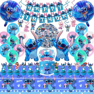 Lilo & Stitch Party Supplies, 103PCS  w/ Banner, Balloons, Stickers, Cake  Toppers, Tablecloth