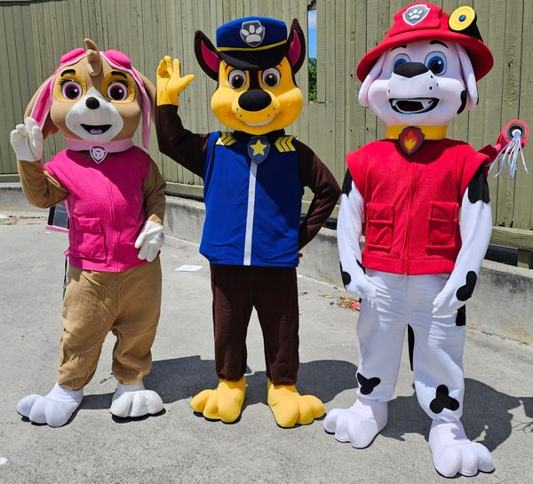 Houston Paw Pals mascot party characters ready to play theme games at your birthday event