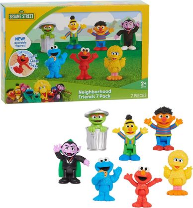 -Sesame Street  Friends, 7-Piece Poseable Figurines, Officially Licensed Kids Toys for Ages 2 Up,