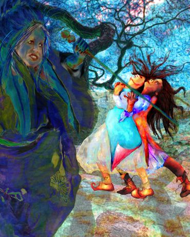 Concept art illustration fantasy fiction character study Sofia La Maga battles Medea Sarin